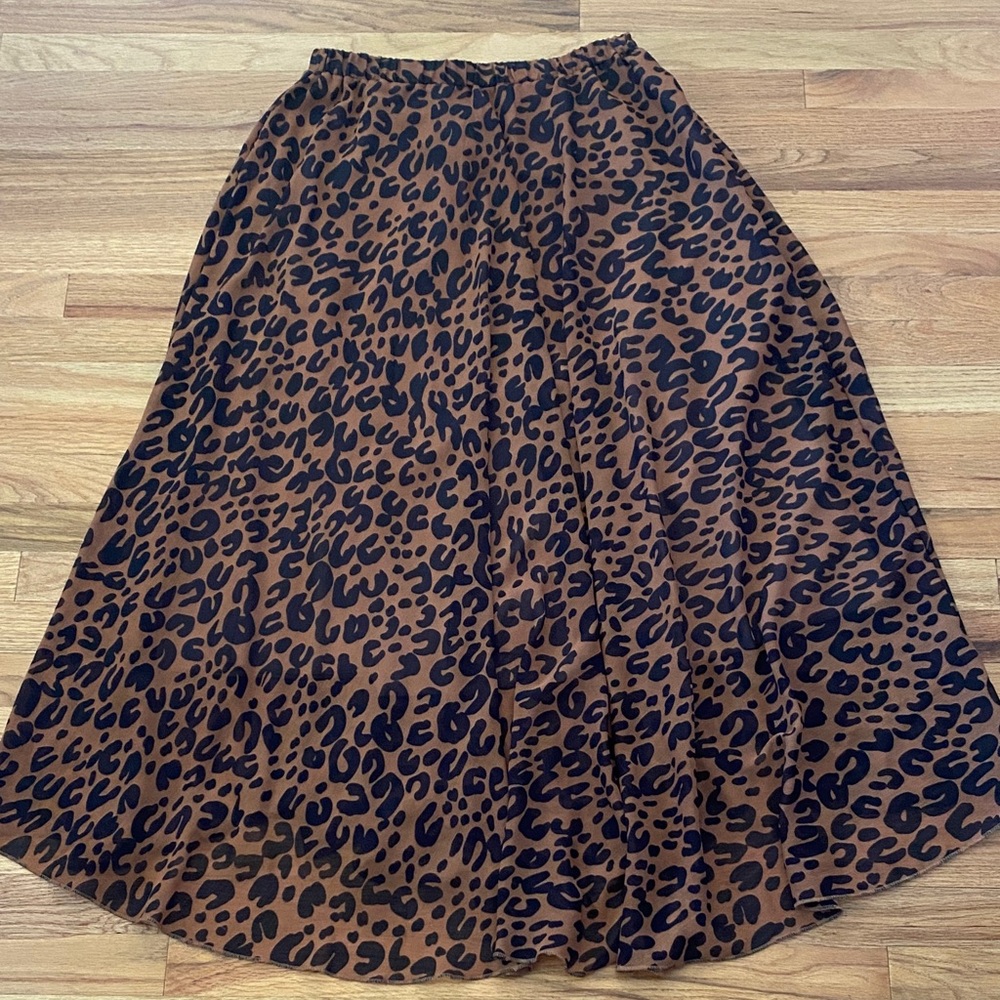Brown Leopard Print A-Line Skirt